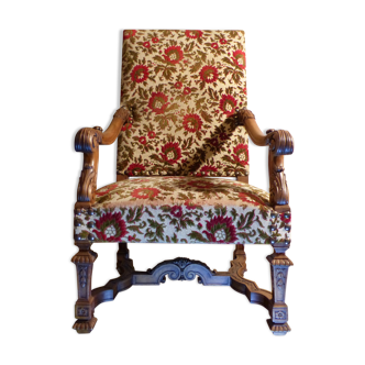 Louis XIV-style walnut armchair