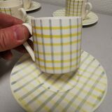 Service of 6 coffee cups and cassocks. faience of salins france . vintage ceramic 50s 60s