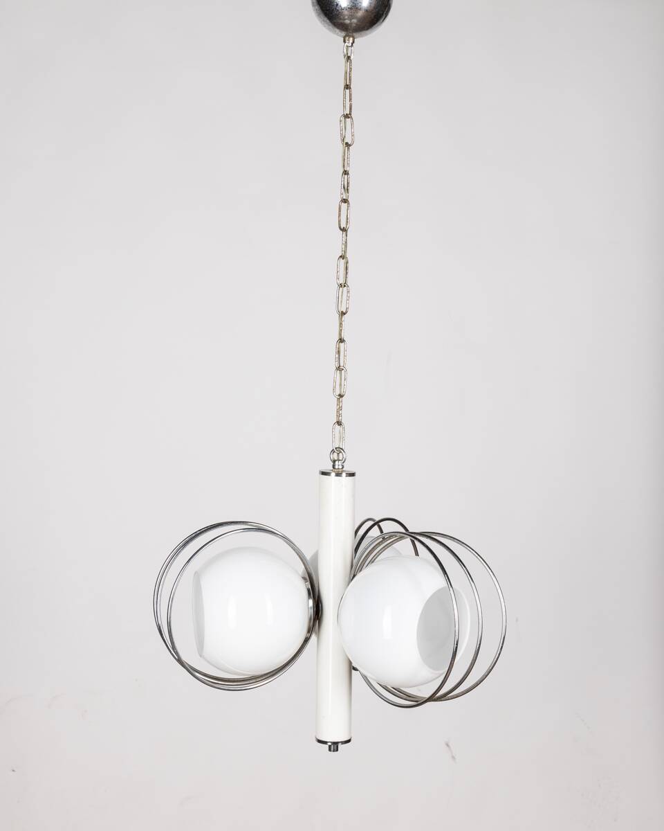 VINTAGE 70'S CHANDELIER IN SPACE AGE GLASS ITALIAN DESIGN