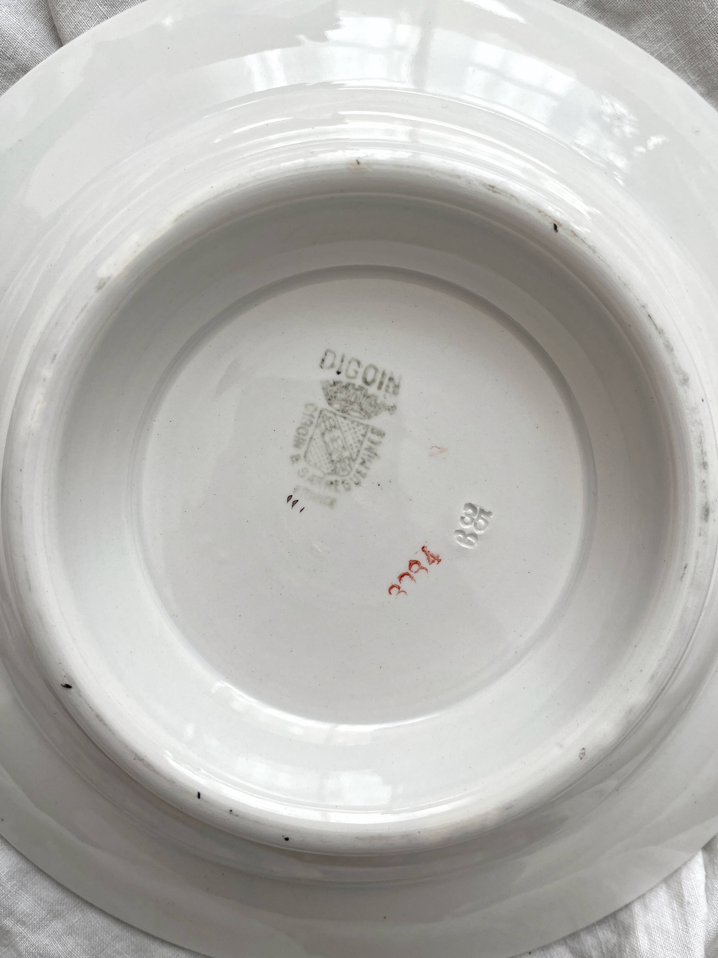 Compotier bas frise fleuries noire Digoin et Sarreguemines vintage