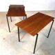 Minimalist walnut & steel stacking side tables, 1960s, Set of 2
