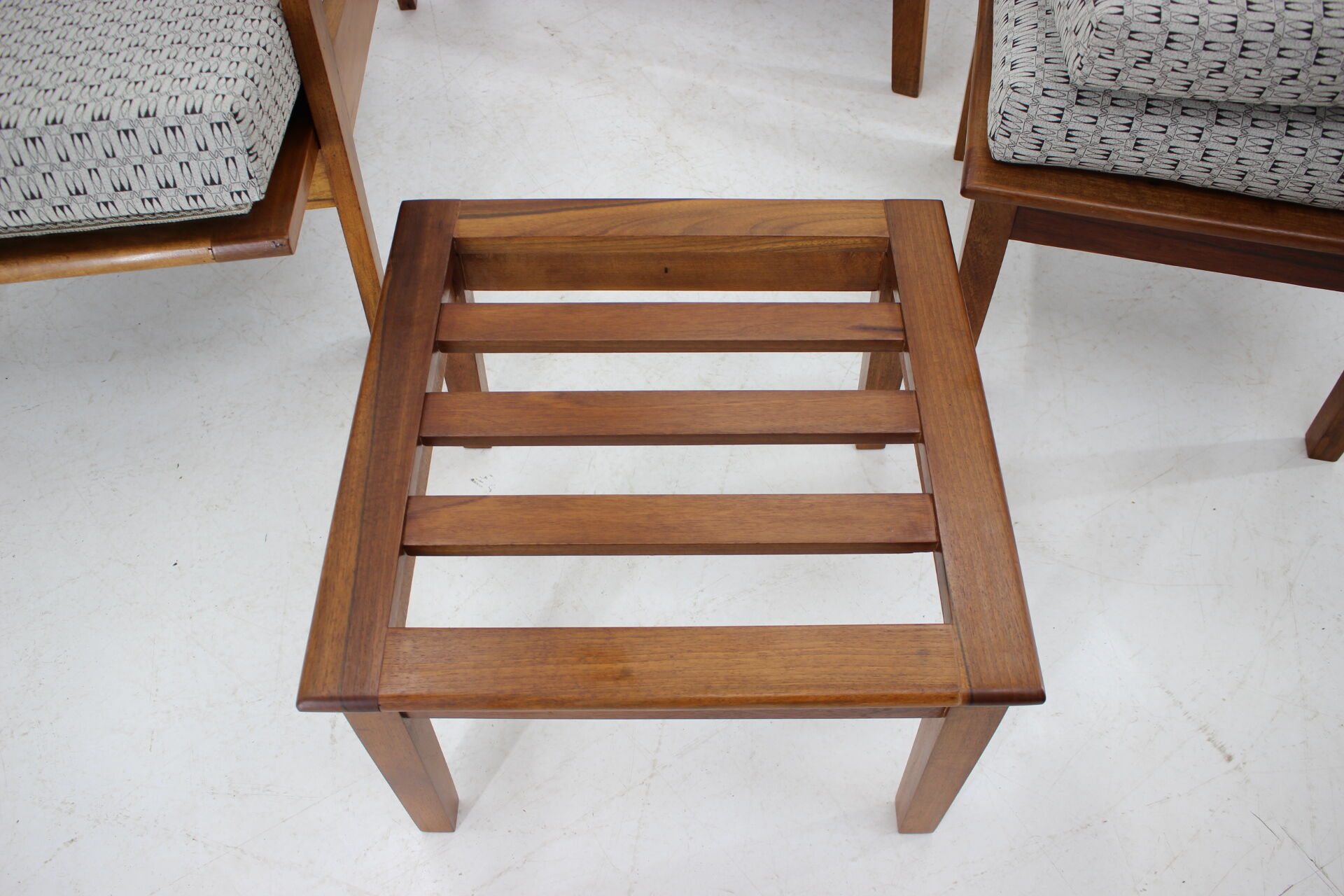 1930s Pair of Antonin Heythum Very Rare Armchairs + Stools, Czechoslovakia