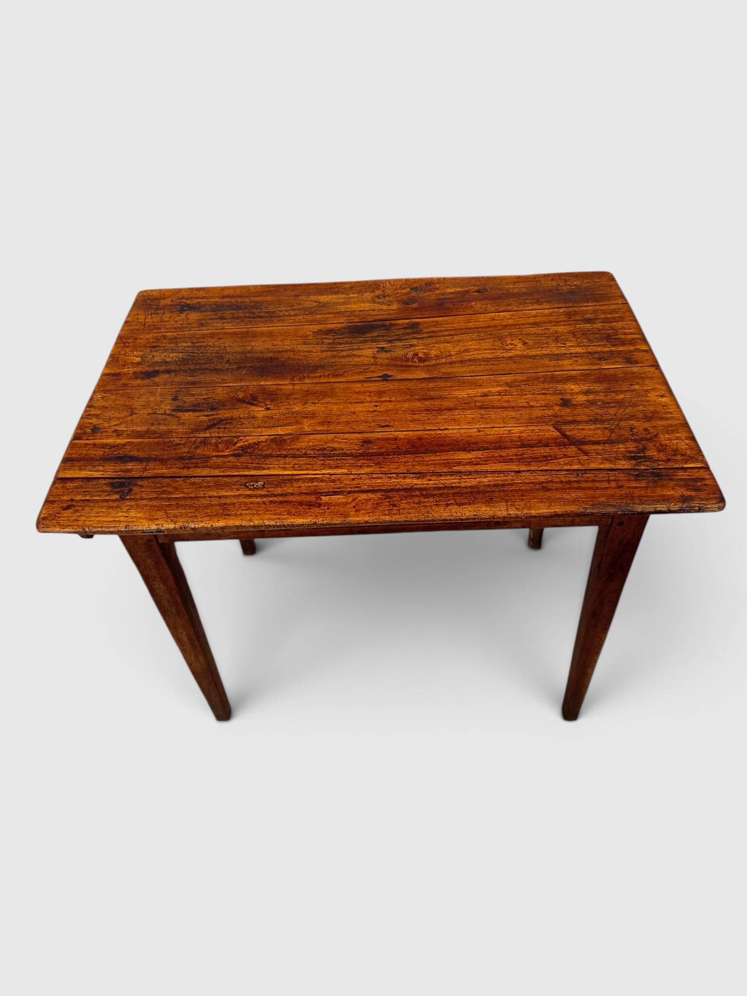 Petite table de ferme rustique en bois massif – Fin XIXe / Début XXe