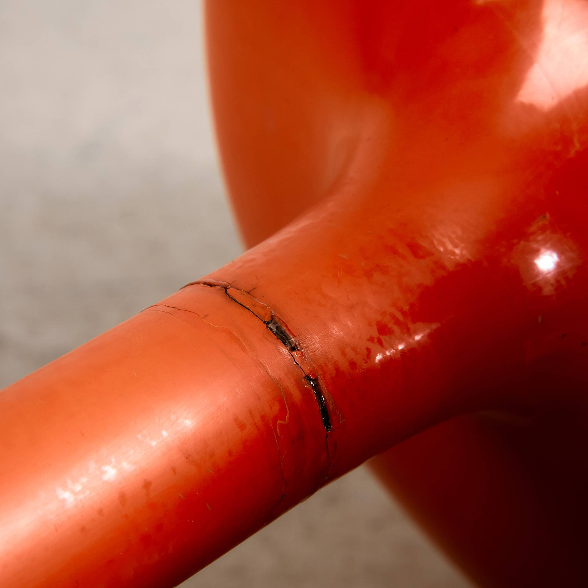 Set of Single-base Orange Molded Chairs, 1970s