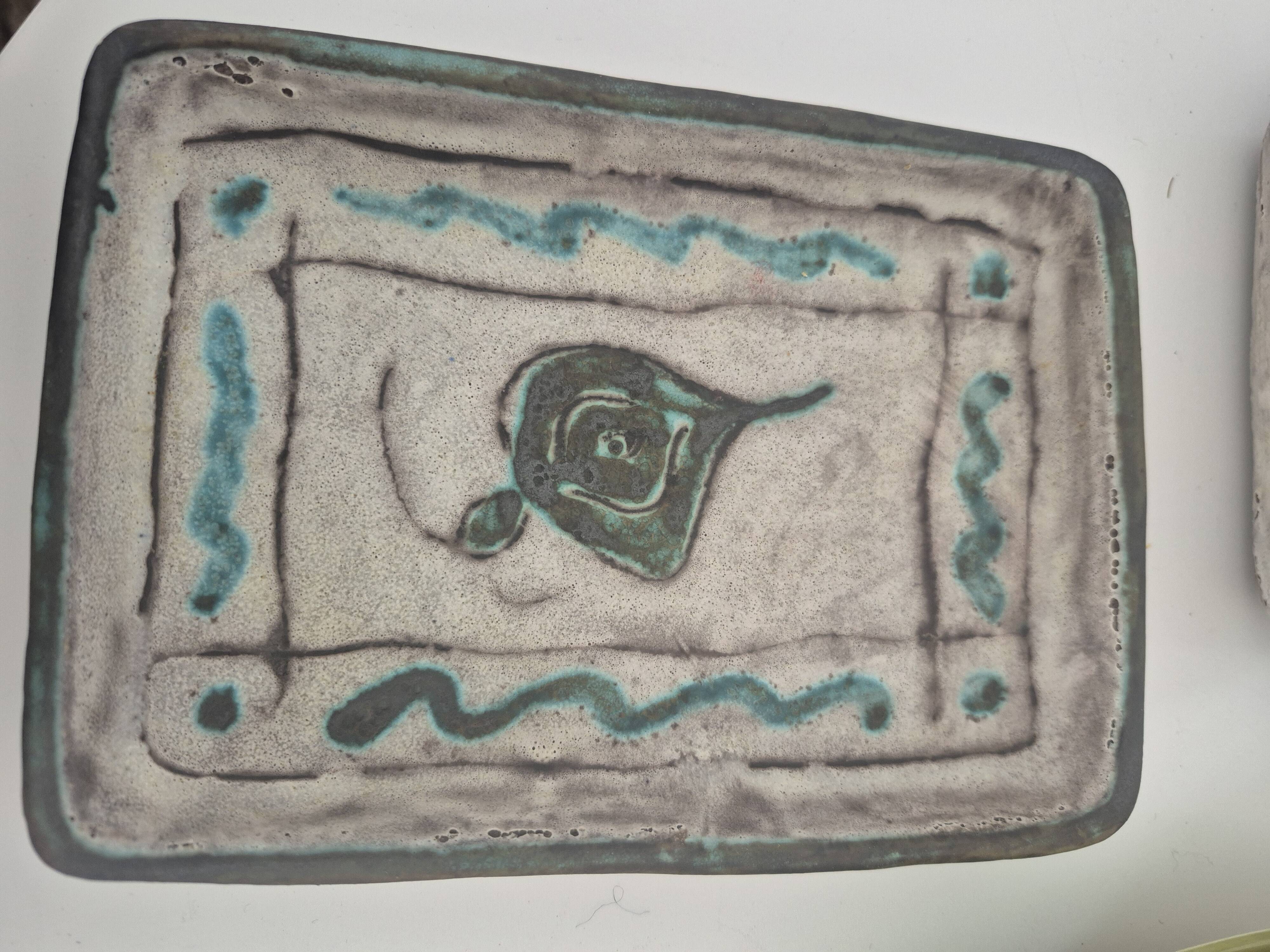 Massier Vallauris enamelled ceramic pocket emptier – polychrome floral decoration