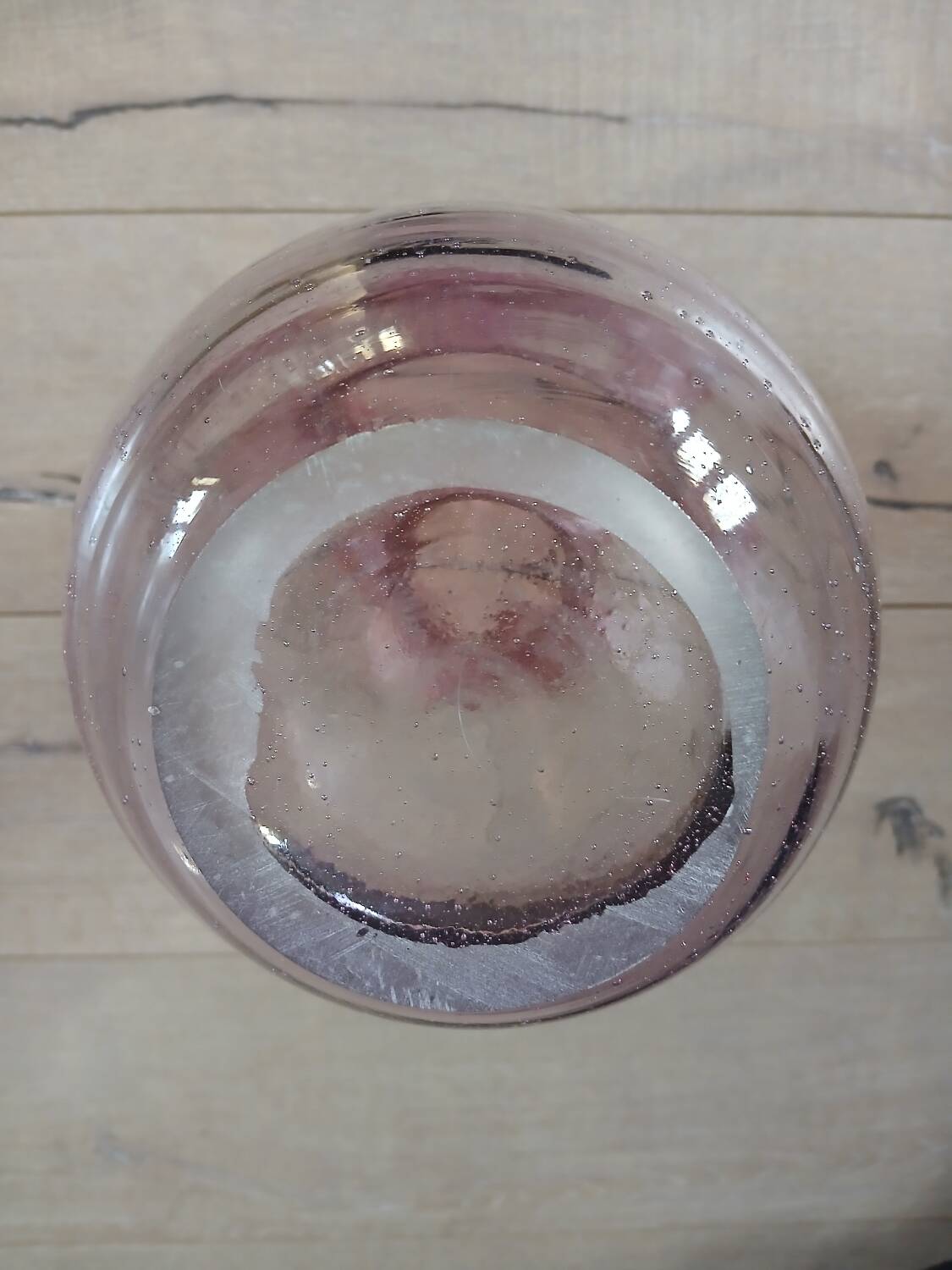 Pink bubble glass corolla vase