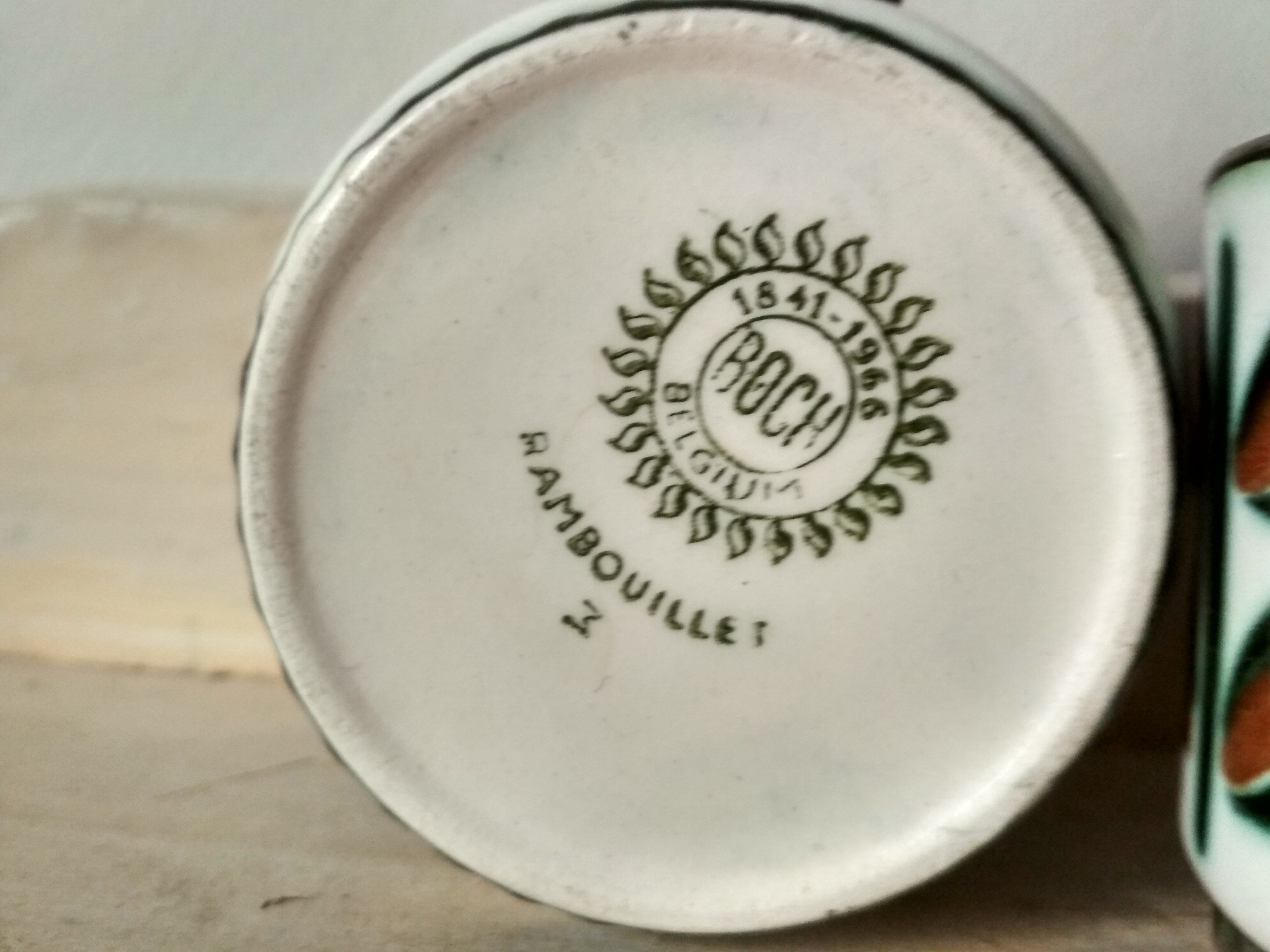 Set of 6 tea or coffee cups, ceramic Boch series Rambouillet in the 1960