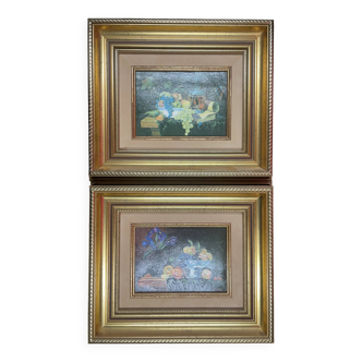 Pair of still life forming a pendant, oil on canvas to be identified