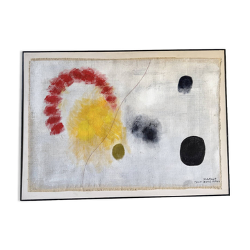 Large abstract painting on linen canvas DLG Joan Miro