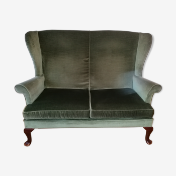 Parker Knoll green velvet 2-seater sofa