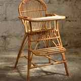 Vintage rattan high chair