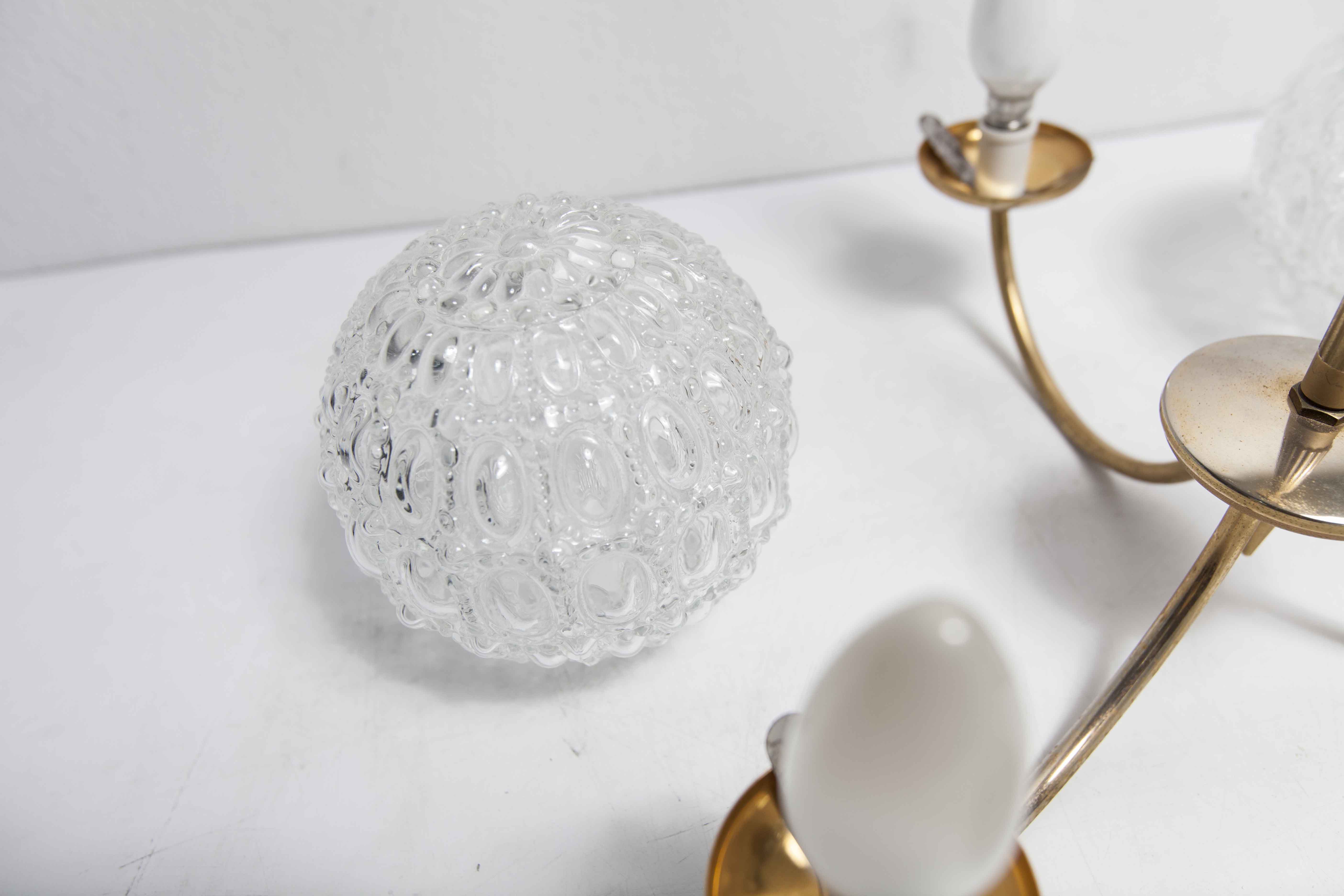 Brass ceiling and glass 3 balls 1960