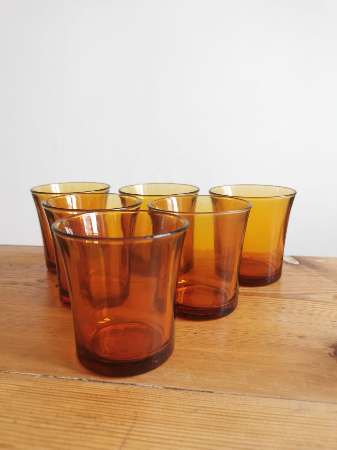 Set of 6 Duralex amber glasses