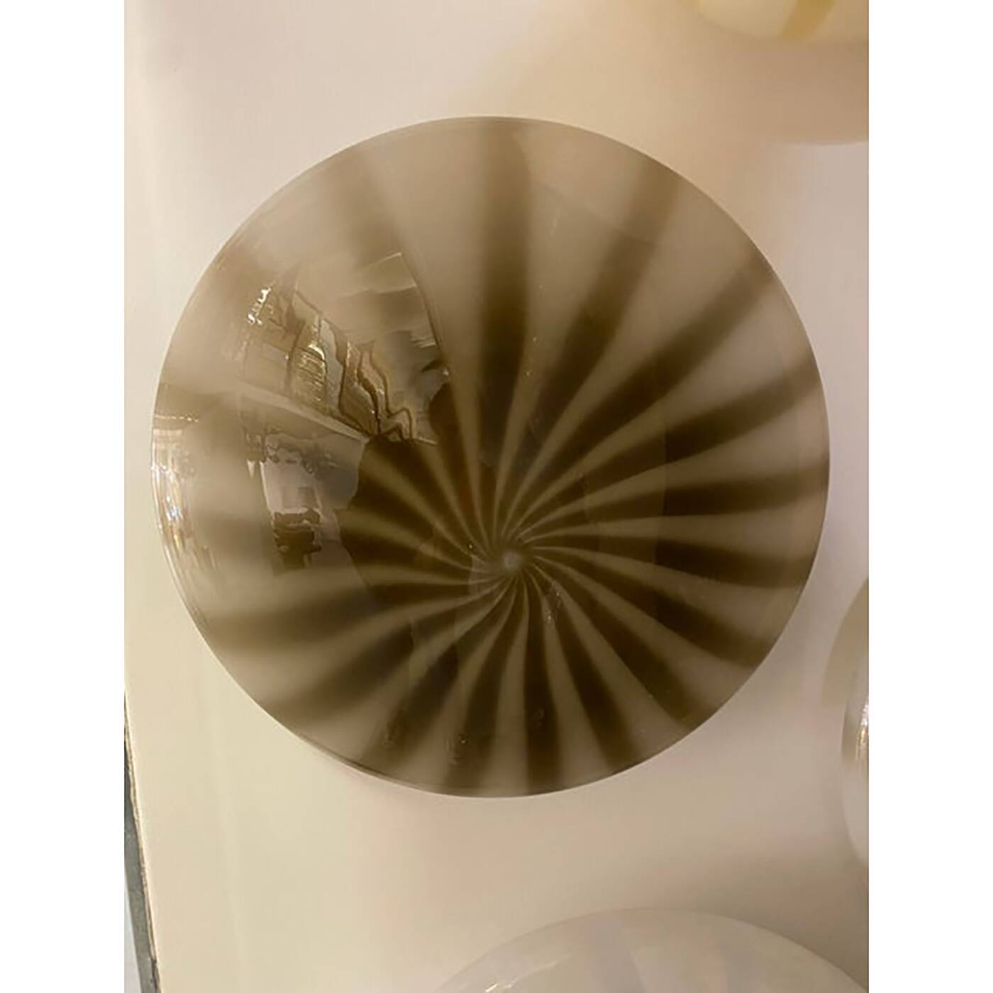 Contemporary Wall Lamp Brown Reeds on White Murano Glass