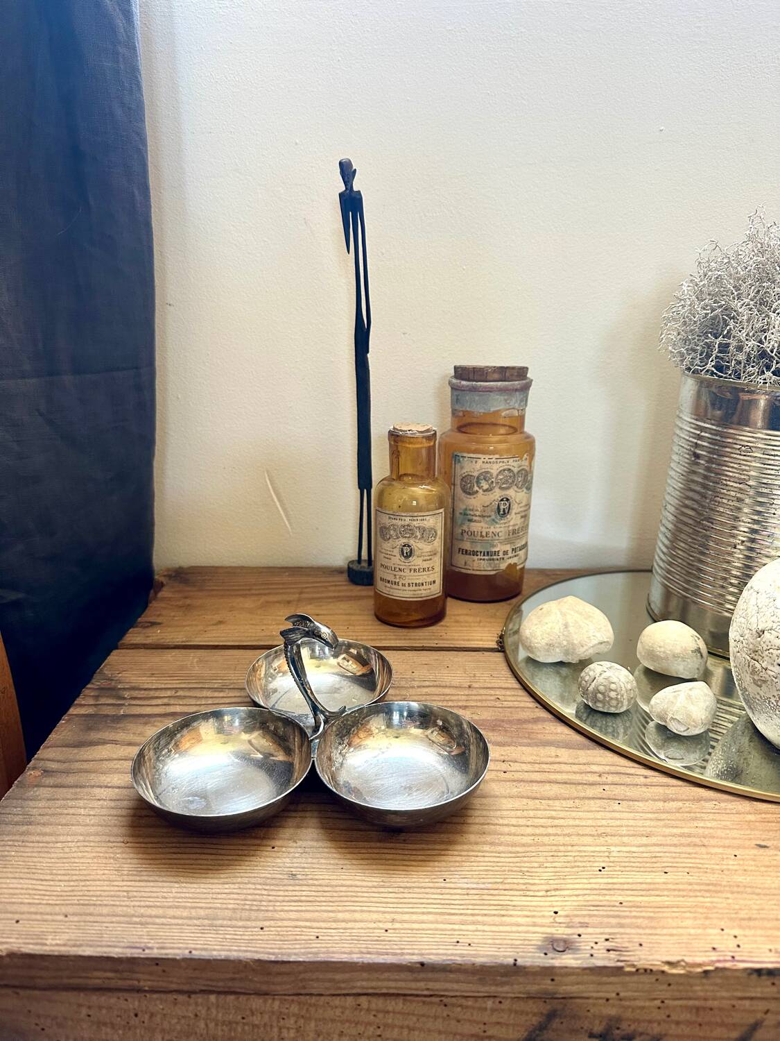 Old metal servant, silver Old metal servant, silver