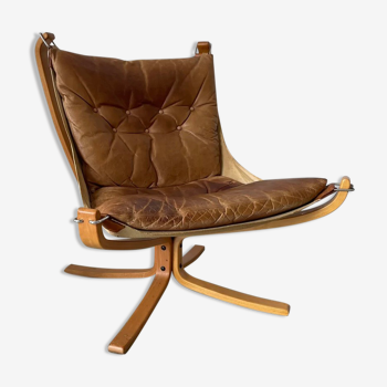 Fauteuil Falcon vintage en cuir