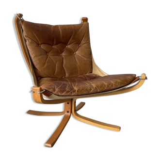 Fauteuil Falcon vintage en cuir