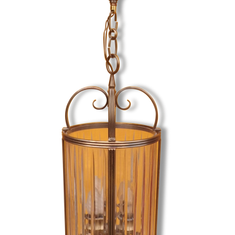 Lustre 19 ème Bronze et Verre style Fresnel