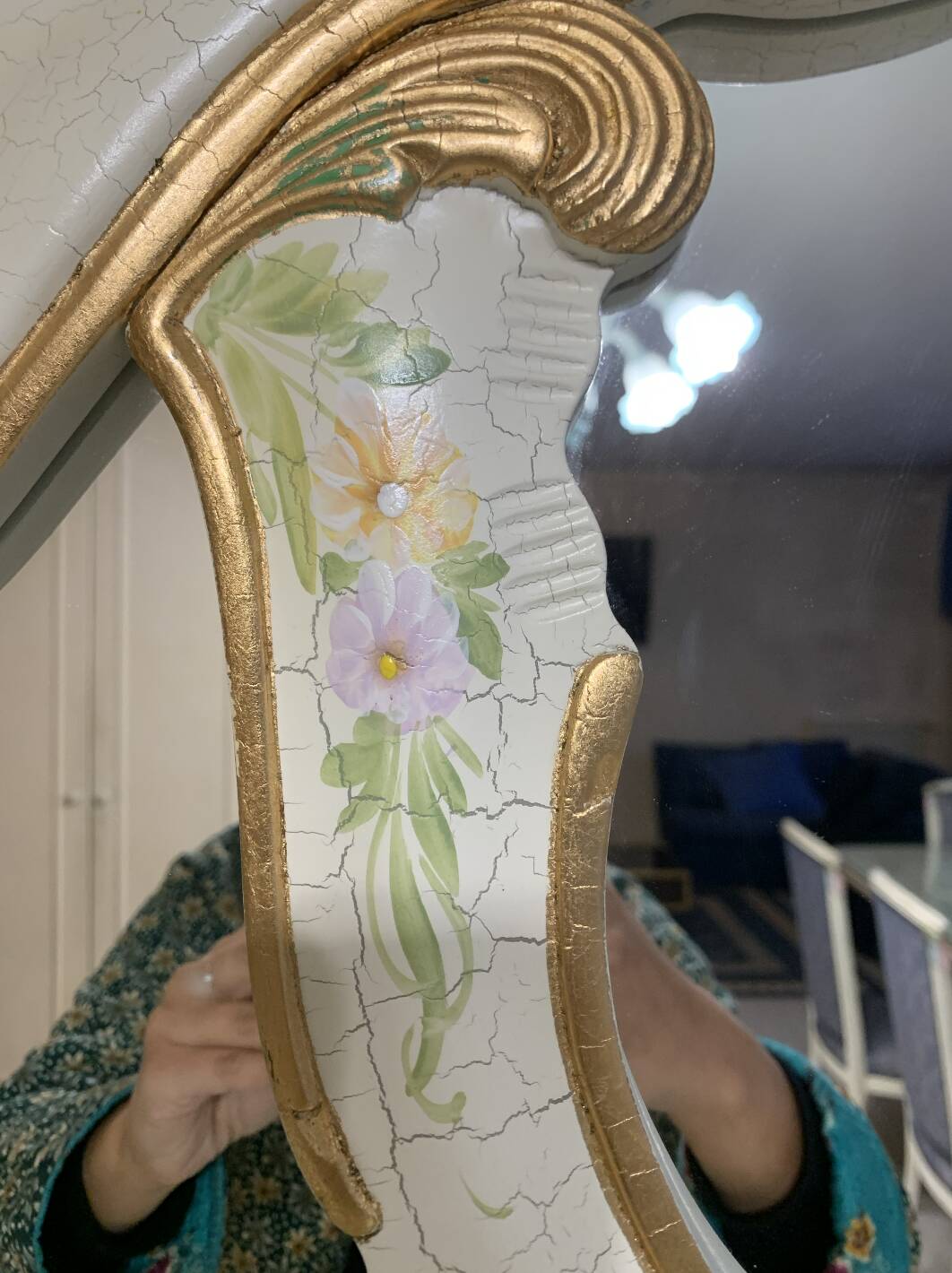 Rococo style white wooden sideboard