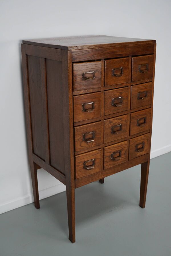 Cabinet d'Apothicaire ou Classeur Antique en Chêne, Pays-Bas, 1930s