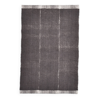 Tapis vintage en laine marron foncé fait main 6x9, 196x293 cm