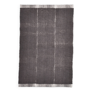 6x9 Dark Brown Handmade Wool Vintage Rug, 196x293Cm