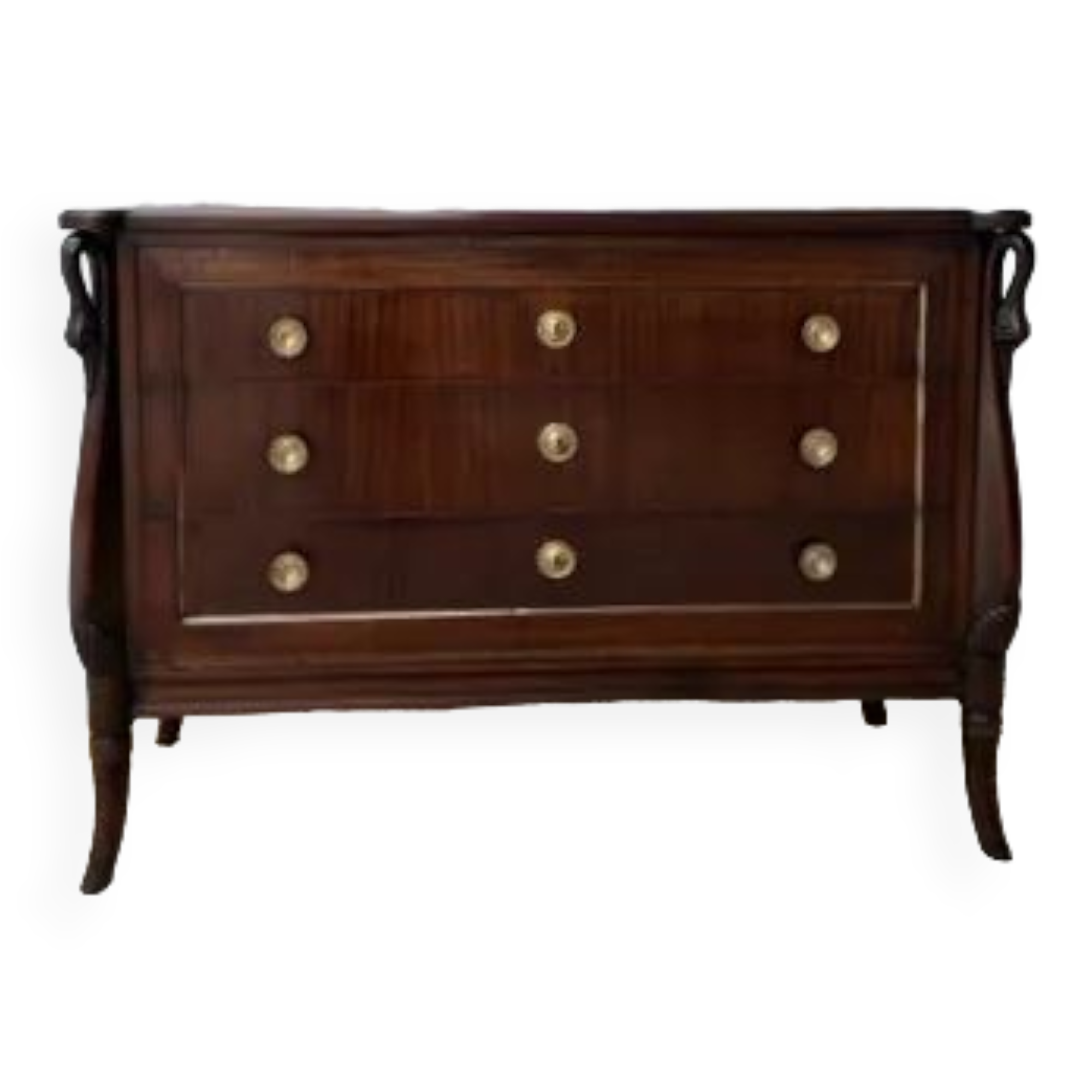 Empire style chest of drawers with gooseneck