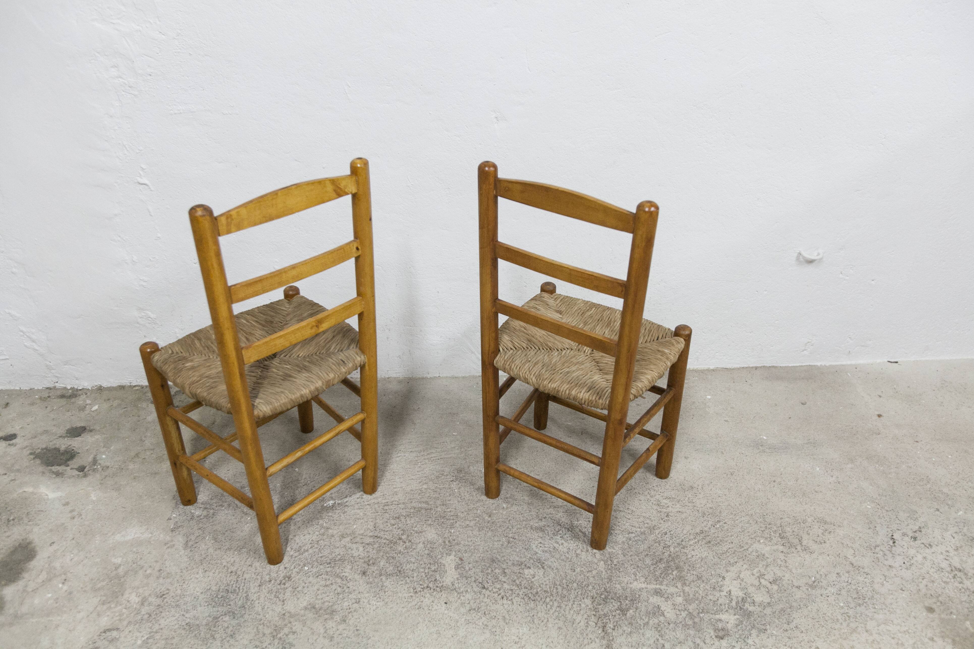 Pair of rustic chairs in solid ash