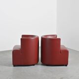 Pair of post-modern red leather armchairs by Wittmann