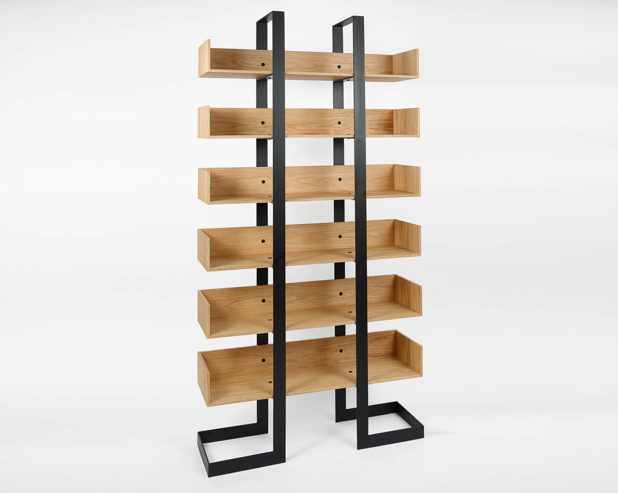 Severin library 3 oak and matte black steel