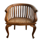 Exotic wooden canne colonial armchair
