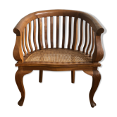 Exotic wooden canne colonial armchair