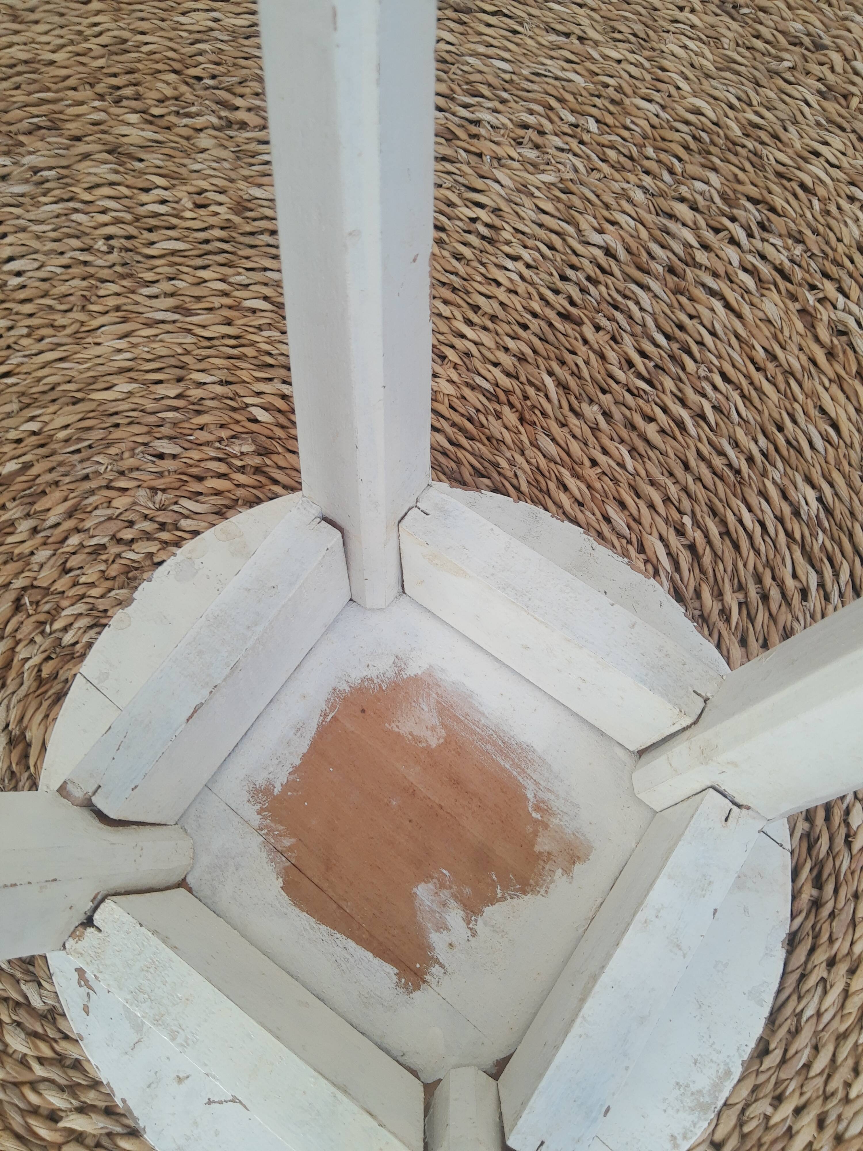 Vintage white farm stool