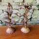 Pair of candlesticks with golden leaves from the 1960s.