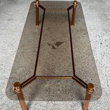 Table basse vintage cuivree 1950