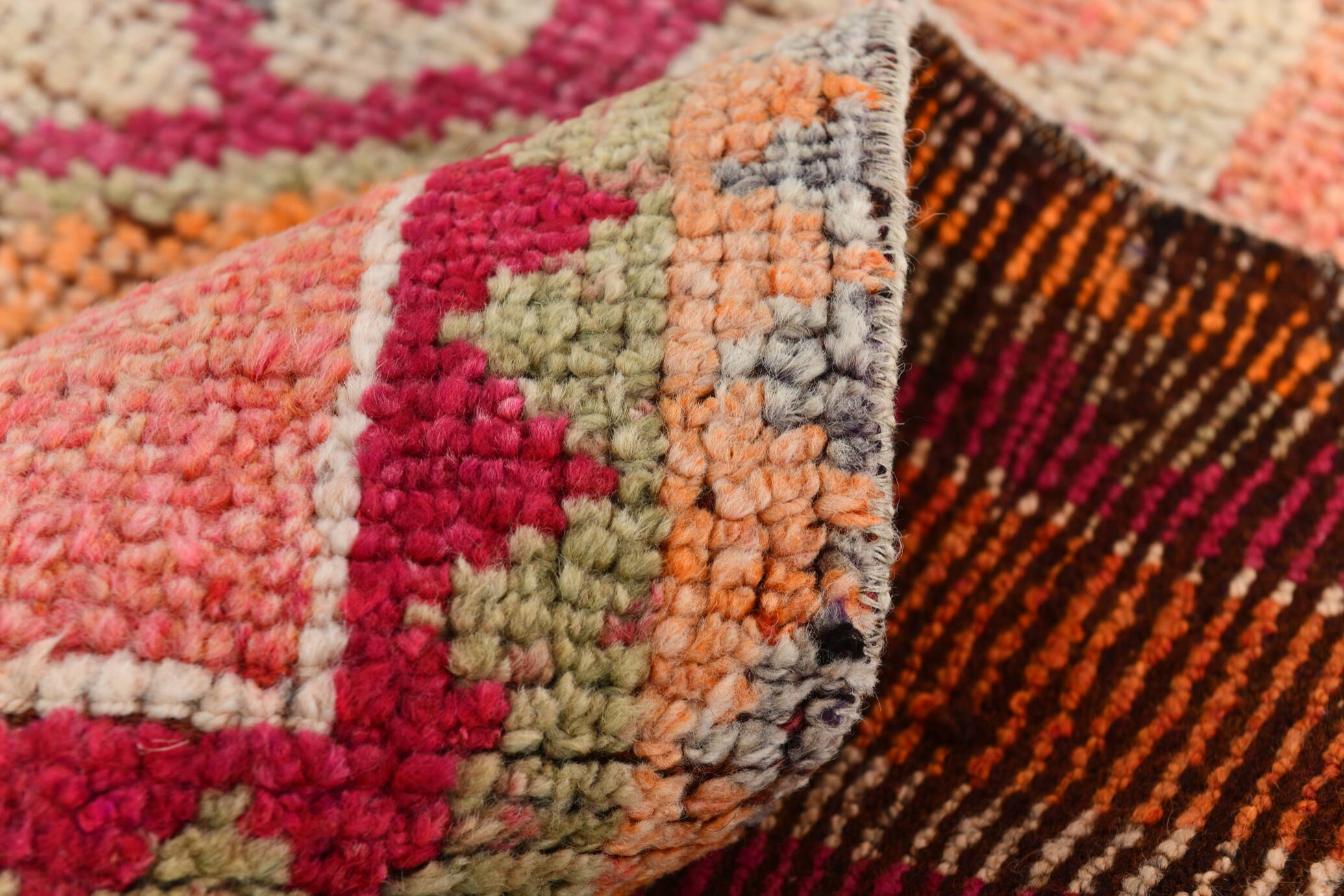 Tapis Couloir Turc Corail, Tapis Anatolien à Médaillons, 96x338 Cm