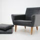 1960s black lether danish armchair
