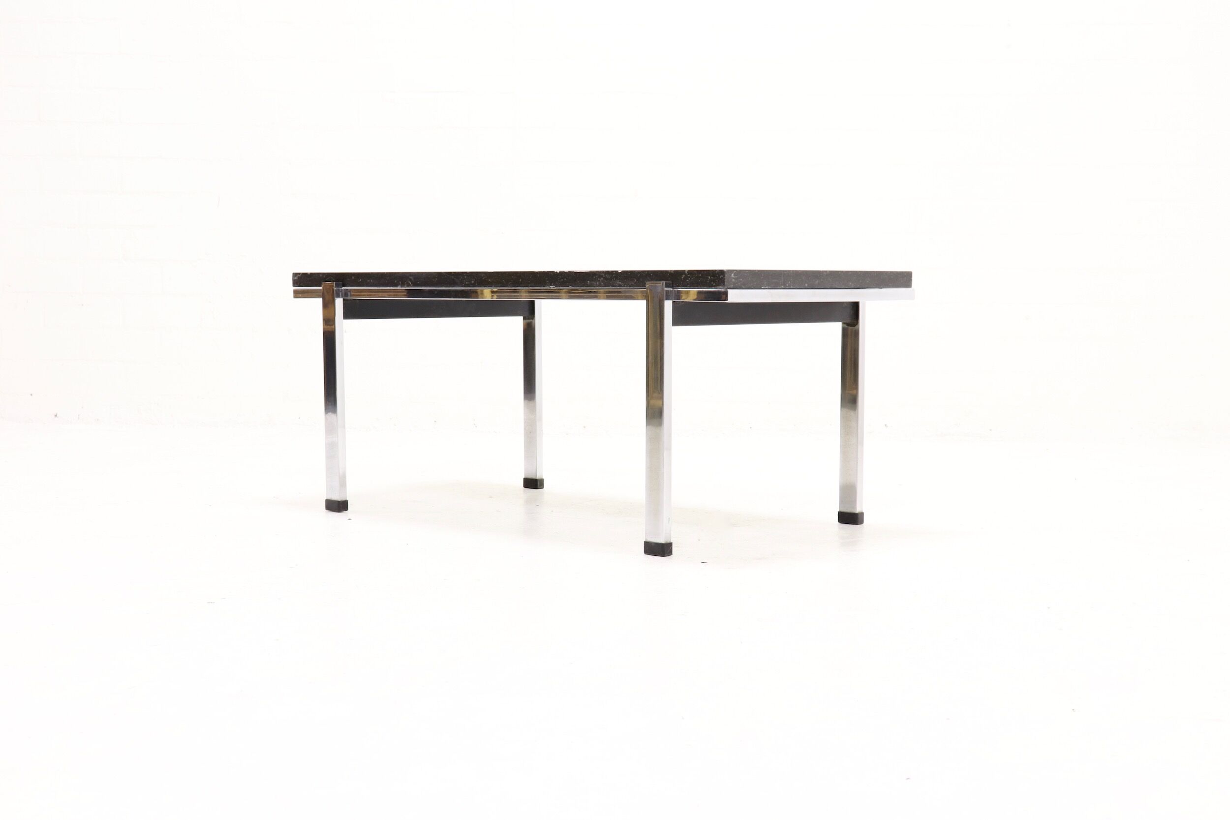 Mid century grey limestone and chrome coffee table 1960