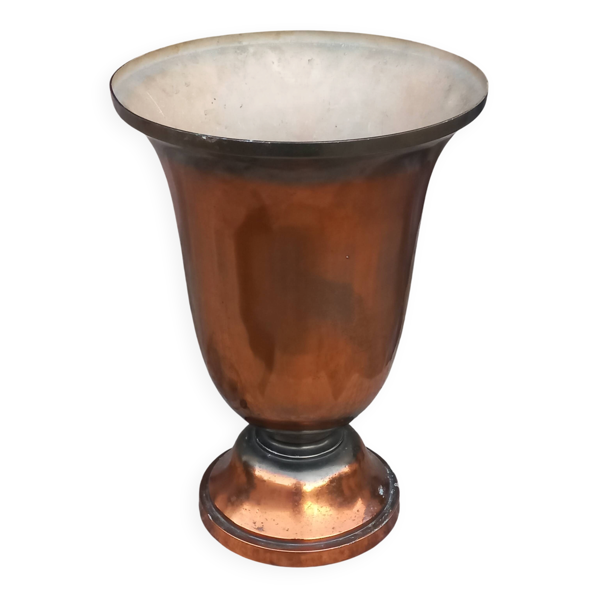 Art Deco tulip lamp in copper metal, 42.5cm from the 1930s.