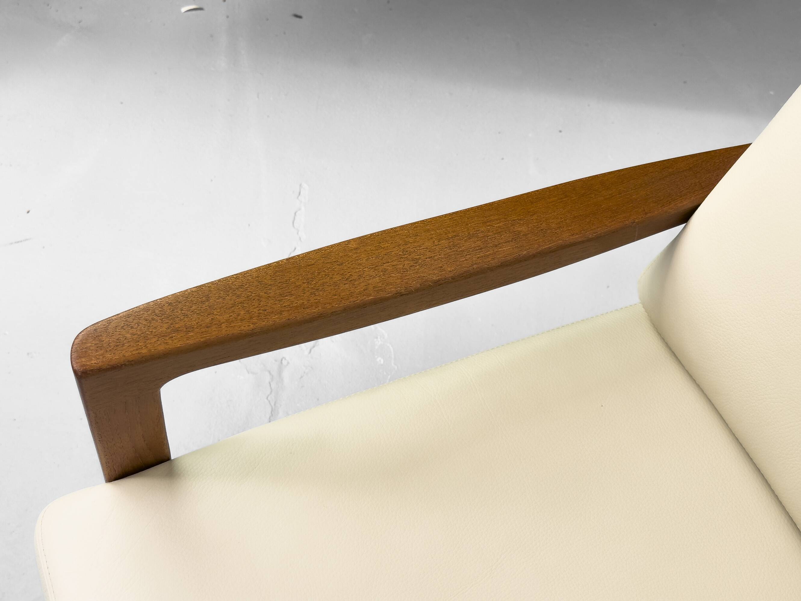 3-Seater Senator Sofa in Leather and Teak by Ole Wanscher for Cado, 1977