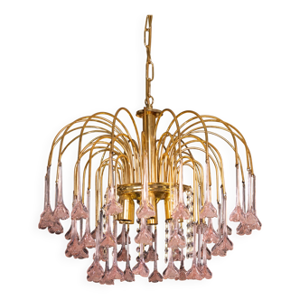 Lustre Fleurs en Verre de Murano Rose, années 1970