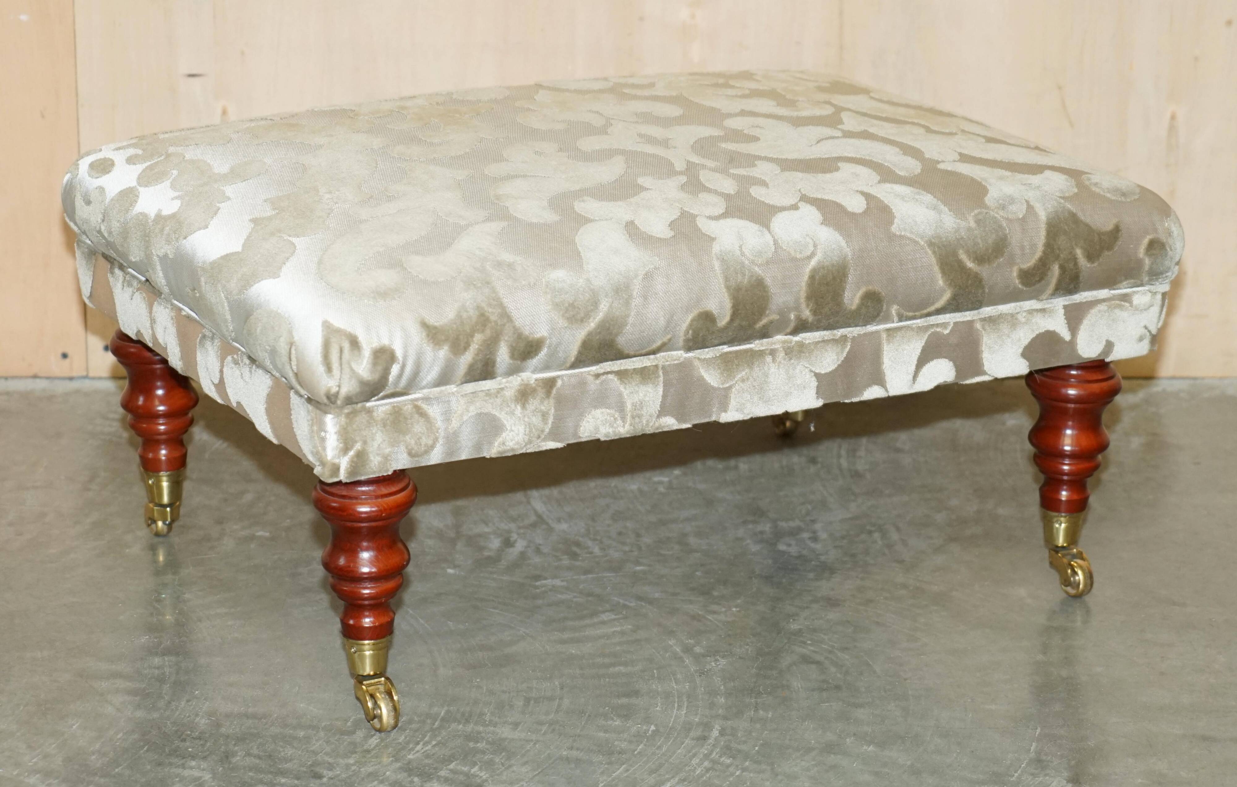 Fabric sofa and footstool, handmade in England.