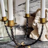 Pair of wrought iron candle holders four arms 50s