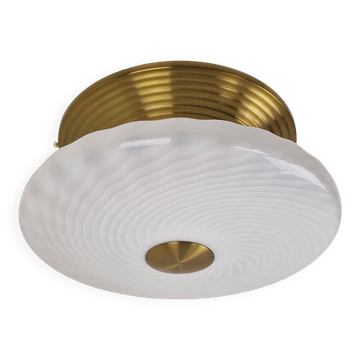 Large Mid-Century Italian Murano Swirl Glass Flush Mount, 1970s