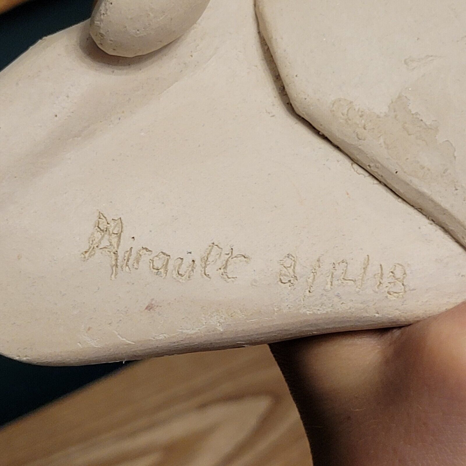 Empty hand pocket ceramic geometric sculpture brutalist signed