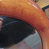 Large round mirror in cherry wood