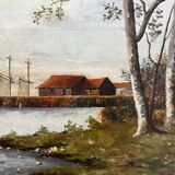 Tableau : huile sur toile - paysage bord de mer