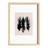 Contemporary painting on paper - black feathers - signed Eawy