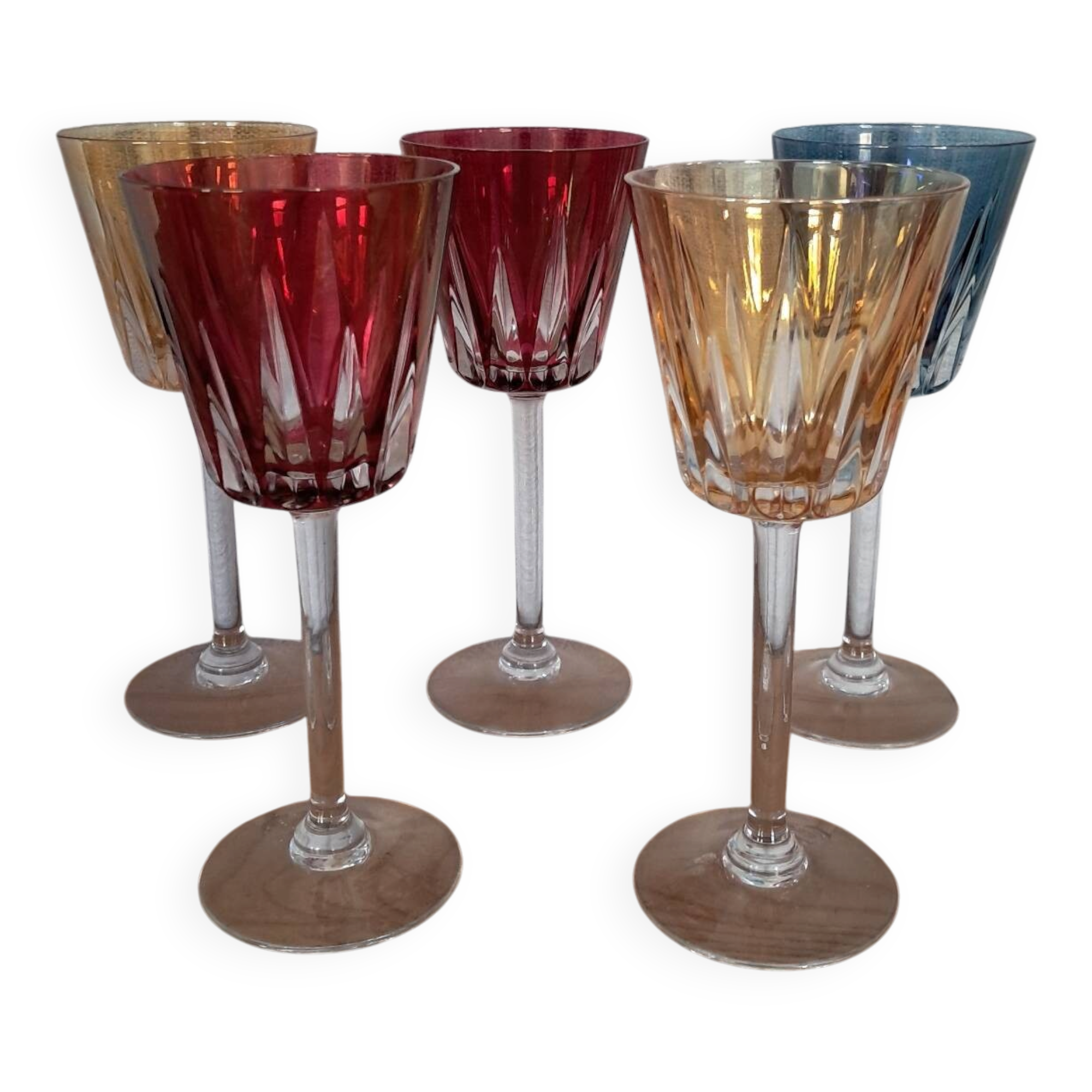 5 verres en cristal de Fains les source de la Meuse