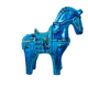 Italian ceramic horse Rimini Blu from the mid-century by Aldo Londi for Bitossi.
